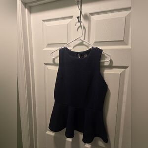 Bobeau Navy Textured Sleeveless Blouse